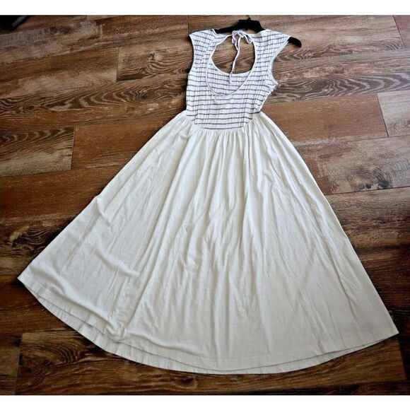 Free People Beach OB1715132 MD Off White Striped Alana Open-Back Midi Dress - Picture 9 of 11